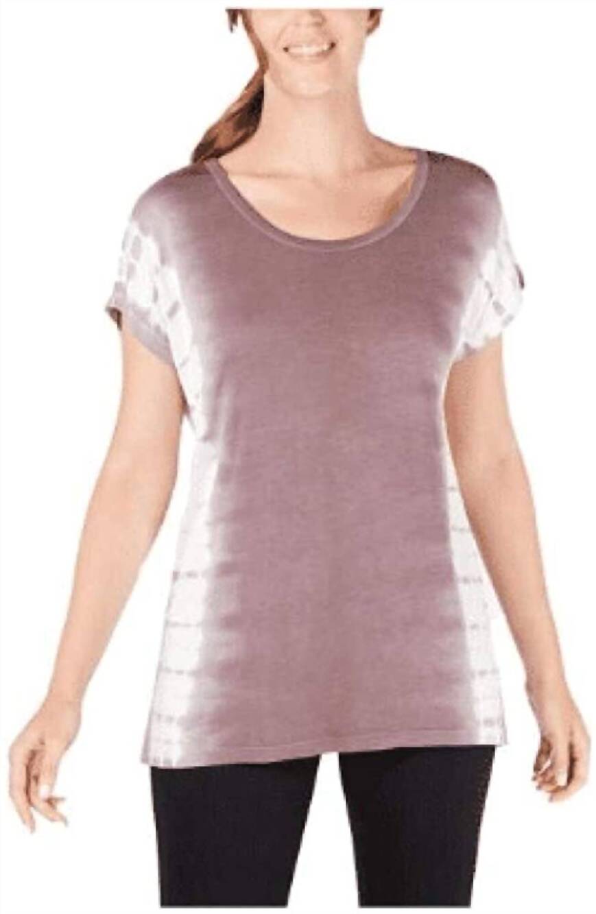 NEW IDEOLOGY activewear wavy tie dyed t-shirt in violet stone